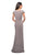 La Femme - 26523 Wide V Neck Fold over Sleeves Long Gown