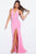 JVN51669 Plunging Halter Jersey Sheath Dress