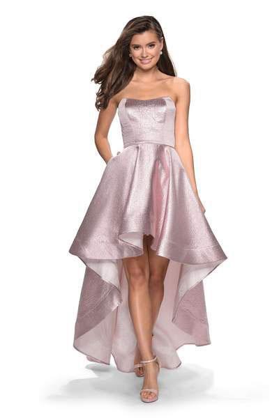 La Femme - 27783 Strapless Sweetheart High Low A-line Dress In Pink