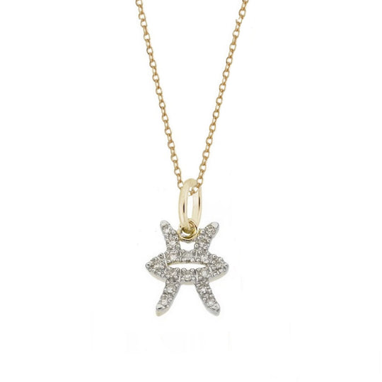 Rachael Ryen - Pisces Diamond Zodiac Charm Necklace in Gold
