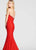 Ellie Wilde - EW118036 Plunging Strapless Beaded Lace Trumpet Gown In Red