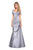 La Femme - 26947 Short Sleeve Pleat-Textured Trumpet Gown In Silver