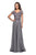 La Femme - 27098 Embordered Lace Bodice Chiffon A- Line Gown