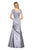 La Femme - 26947 Short Sleeve Pleat-Textured Trumpet Gown In Silver