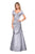 La Femme - 26947 Short Sleeve Pleat-Textured Trumpet Gown In Silver