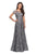 La Femme - 27839 Floral Adorned Illusion Bateau Long Gown In Silver