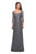 La Femme - 26427 Floral Lace Sheer Quarter Sleeve Sheath Gown In Silver