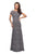 La Femme - 26875 Short Sleeve Lace Bateau Trumpet Dress In Gray