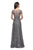 La Femme - 27839 Floral Adorned Illusion Bateau Long Gown In Silver