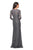La Femme - 26427 Floral Lace Sheer Quarter Sleeve Sheath Gown In Silver