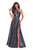 La Femme - 27151 Crisscross Halter Cutout Long Gown In Silver and Gray