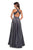 La Femme - 27151 Crisscross Halter Cutout Long Gown In Silver and Gray