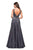 La Femme - 27205 Illusion Plunging V Neck Two Toned Satin A-Line Gown In Gray