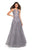 La Femme - 27143 Lace Embroidered Halter A-Line Gown In Gray