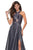 La Femme - 27151 Crisscross Halter Cutout Long Gown In Silver and Gray