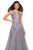La Femme - 27143 Lace Embroidered Halter A-Line Gown In Gray