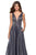 La Femme - 27205 Illusion Plunging V Neck Two Toned Satin A-Line Gown In Gray