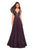 La Femme - 27049 Two Tone Satin Cutout Back A-Line Prom Dress In Purple and Red