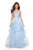 La Femme - 27579 Lace Embellished V-Neck Ruffled Dress In Blue