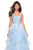 La Femme - 27579 Lace Embellished V-Neck Ruffled Dress In Blue