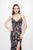 Primavera Couture - 3073 Beaded V-neck Sheath Dress With Slit In Black and Multi-Color
