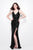 Primavera Couture - 1101 Sequined V-neck Dress in Black