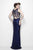 Primavera Couture - 1101 Sequined V-neck Dress in Blue