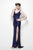 Primavera Couture - 1101 Sequined V-neck Dress in Blue