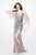 Primavera Couture - 1101 Sequined V-neck Dress in Neutral and Gold