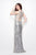 Primavera Couture - 1101 Sequined V-neck Dress in Neutral and Gold