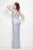Primavera Couture - 1107 Sequined Deep V-neck Sheath Dress in White and Multi-Color
