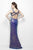 Primavera Couture - 1147 Sequined Deep V-neck Dress in Blue