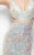 Primavera Couture - 1147 Sequined Deep V-neck Dress in Neutral