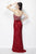 Primavera Couture - 1155 Strapless Scroll Motif Sheath Gown in Red
