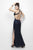 Primavera Couture - 1158 Sequined Halter Cutout Gown in Blue