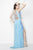 Primavera Couture - 1163 Embellished Illusion Jewel Sheath Dress in Blue