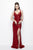 Primavera Couture - 1181 Sequined V-neck Sheath Dress in Red
