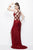 Primavera Couture - 1181 Sequined V-neck Sheath Dress in Red