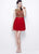Primavera Couture - 1308 Beaded Open Back Cocktail Dress in Red