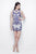 Primavera Couture - 1318 Sheered Neckline Mini Dress in Neutral and Blue