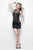 Primavera Couture - 1318 Sheered Neckline Mini Dress in Black
