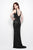 Primavera Couture - 1414 Sequined V-Neck Sheath Gown in Gray and Black
