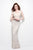 Primavera Couture - 1414 Sequined V-Neck Sheath Gown in Neutral