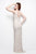 Primavera Couture - 1414 Sequined V-Neck Sheath Gown in Neutral