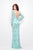 Primavera Couture - 1438 Floral Ornate Long Sleeve Gown in Blue and Green