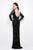 Primavera Couture - 1438 Floral Ornate Long Sleeve Gown in Black