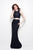 Primavera Couture - 1505 Sequined Illusion Jewel Neck Sheath Dress in Blue