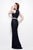 Primavera Couture - 1505 Sequined Illusion Jewel Neck Sheath Dress in Blue
