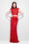 Primavera Couture - 1506 Laced Illusion High Neck Sheath Dress in Red