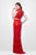 Primavera Couture - 1506 Laced Illusion High Neck Sheath Dress in Red